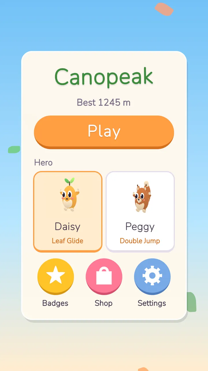 Canopeak başlangıç ekranı: Daisy ya da Peggy'yi seç ve oyna